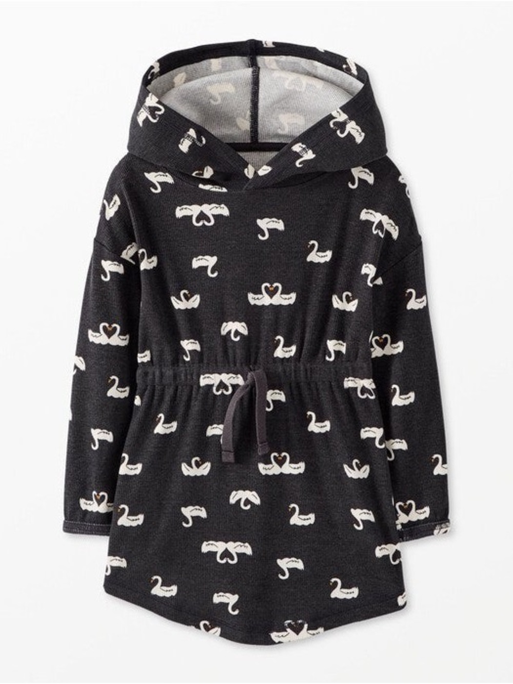 Hanna Andersson Swans in Love hoodie tunic black 3T